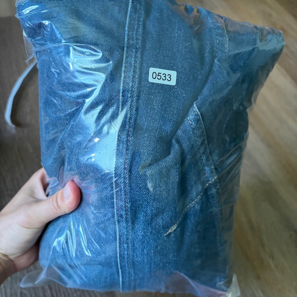 We The Free Free People Denim Jumpsuit Hooded Medium Wash Blue Utility Zip S - Picture 8 of 8